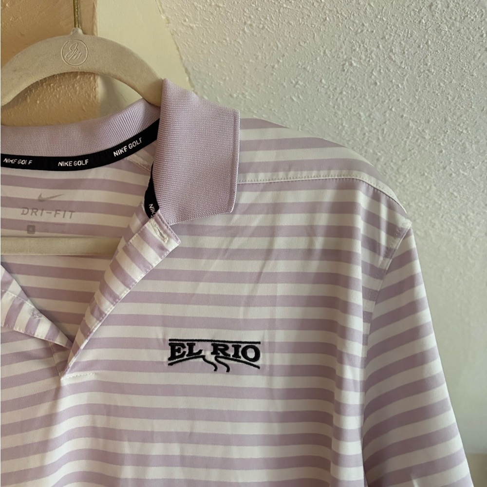 Nike Men's Striped Polo Shirt - Light Purple and White - Picture 2 of 5
